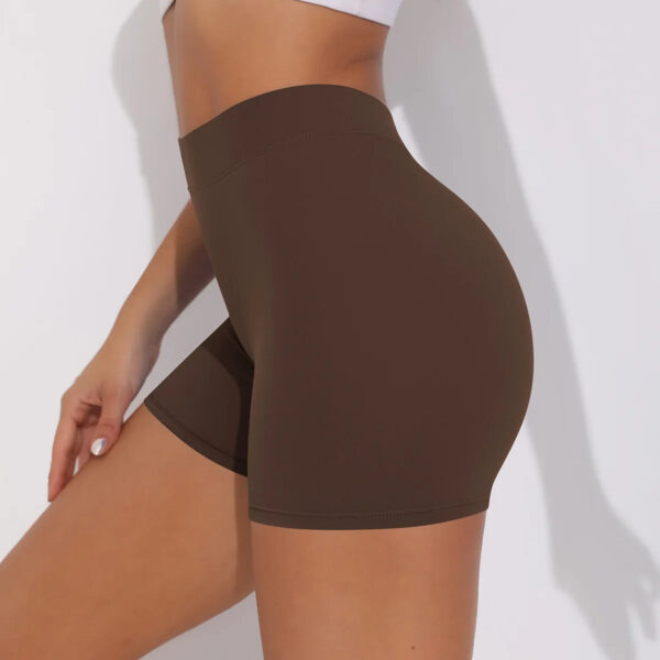 V-Waist Pleated Solid Color Peach Buttocks Yoga Shorts Running Fitness Tight Three-Quarter Pants for Women - Image 6